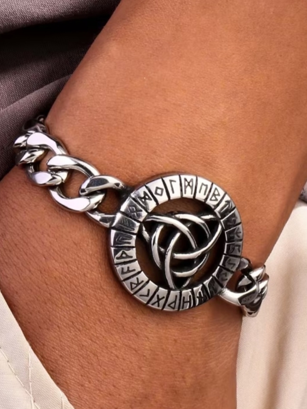 Vintage 304 Stainless steel. Celtic Knot Bracelet for men. Viking Knight Wolf